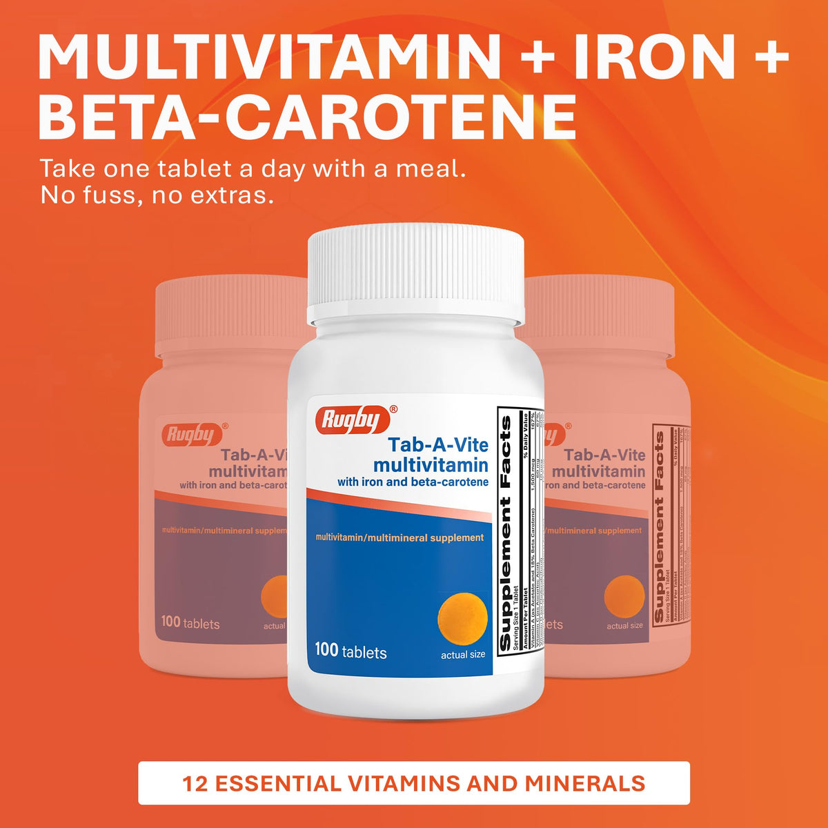 RUGBY LABORATORIES Multivitamines Tab-A-Vite avec fer et bêta-carotène