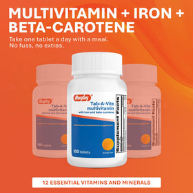 RUGBY LABORATORIES Multivitamines Tab-A-Vite avec fer et bêta-carotène