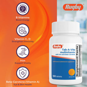 RUGBY LABORATORIES Multivitamines Tab-A-Vite dans une main