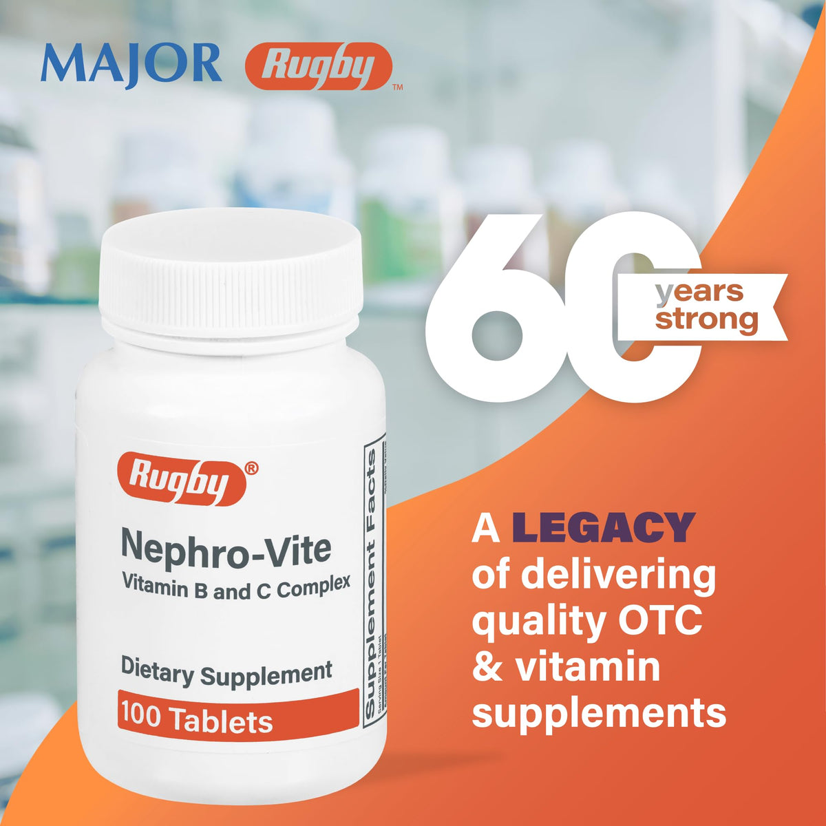 RUGBY LABORATORIES Nephro-Vite flacon avec vue latérale
