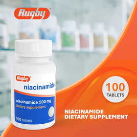 RUGBY LABORATORIES Niacinamide 500 mg 100 comprimés vue arrière