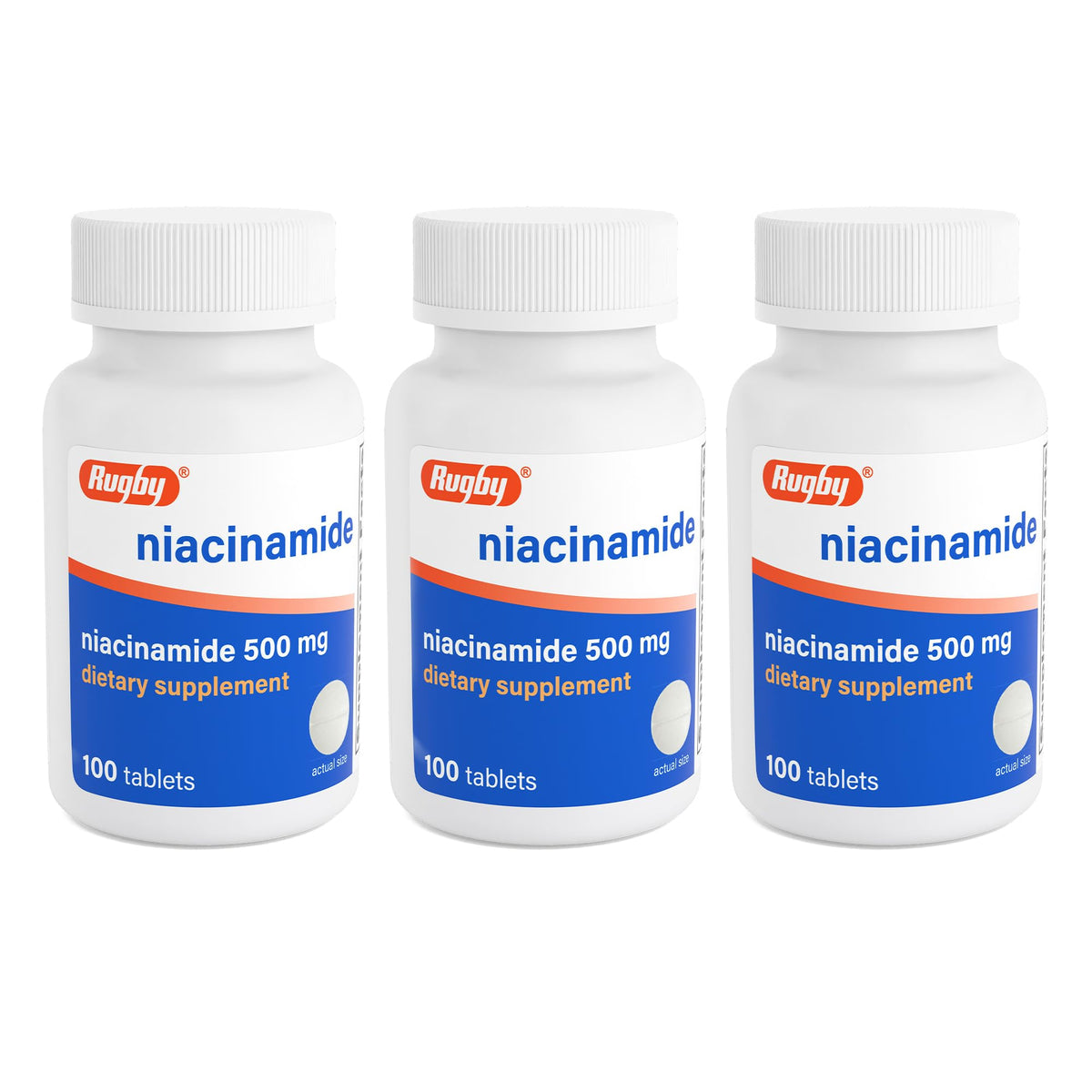 RUGBY LABORATORIES Niacinamide 500 mg 100 comprimés vue de face