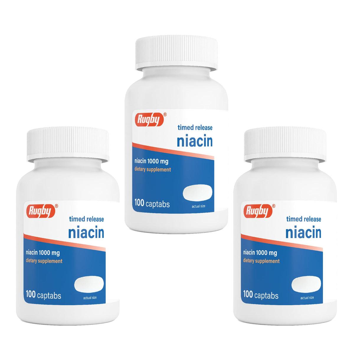 RUGBY LABORATORIES Niacine 1000mg Captabs boîte vue de face