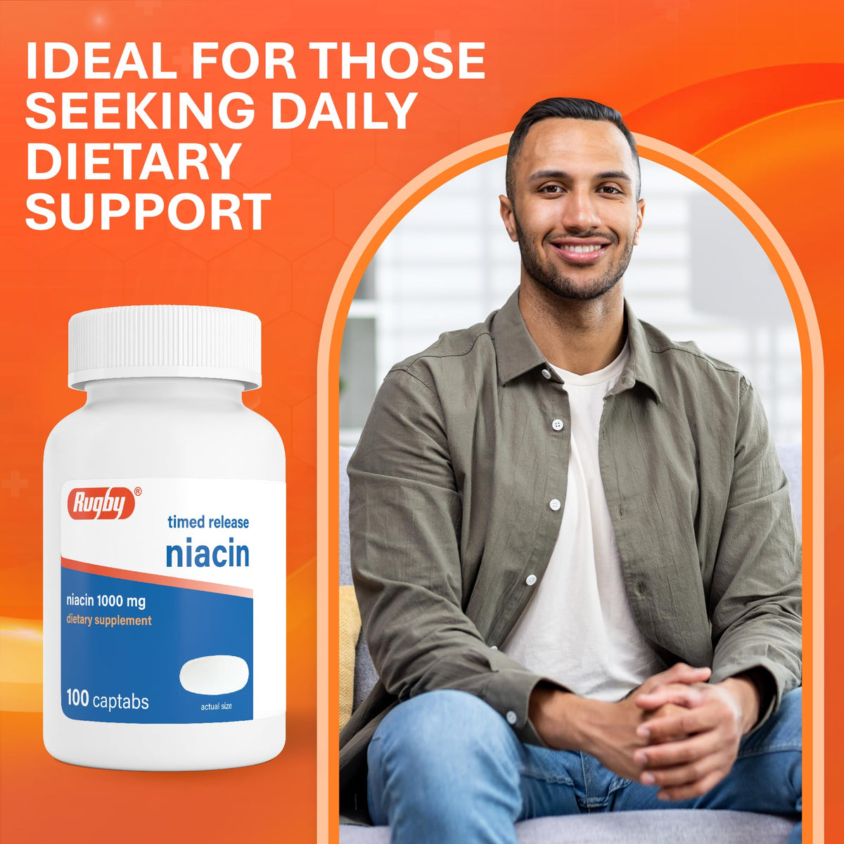 RUGBY LABORATORIES Niacine 1000mg Captabs sur une table