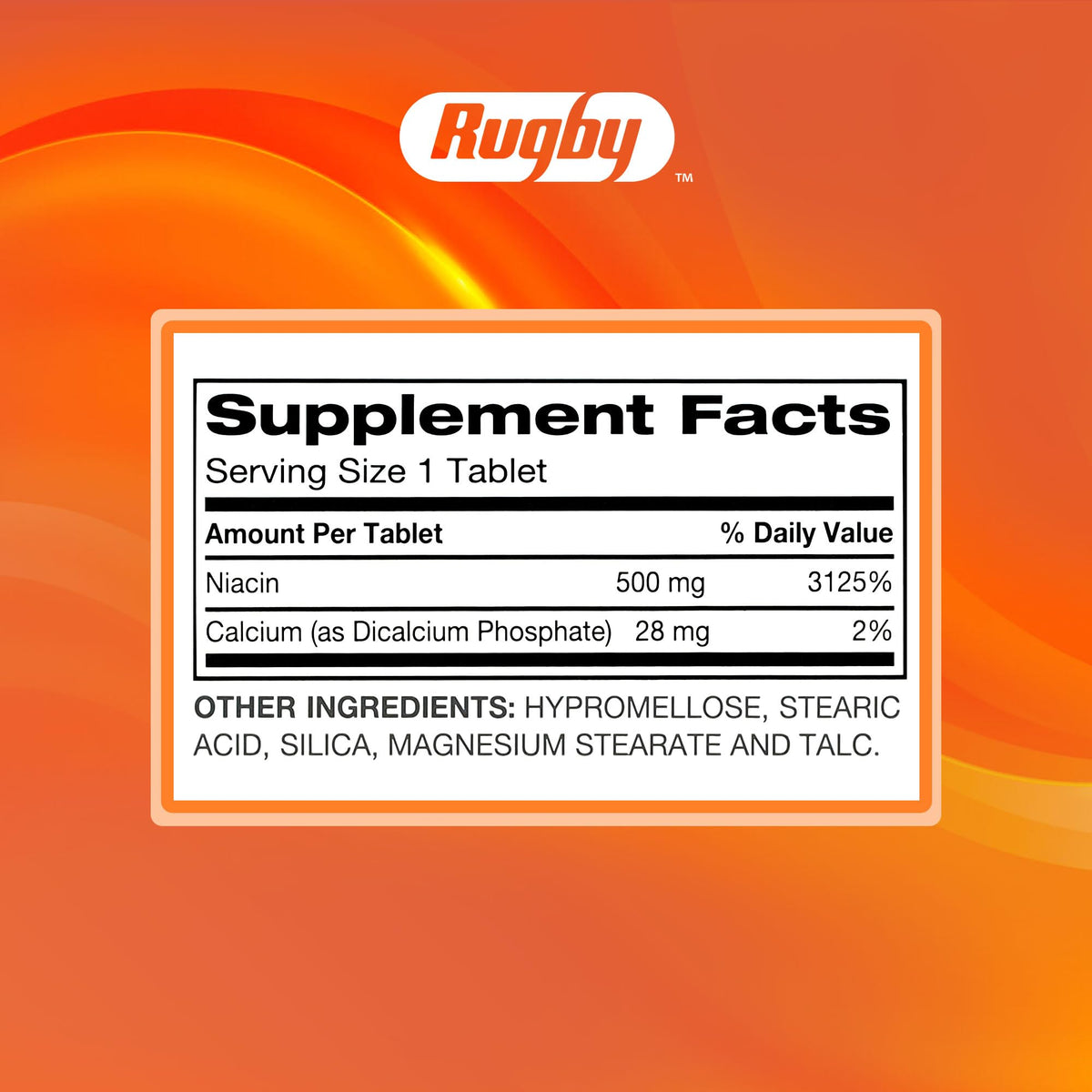 RUGBY LABORATORIES Niacine 500mg 100 Tablettes avec d'autres compléments
