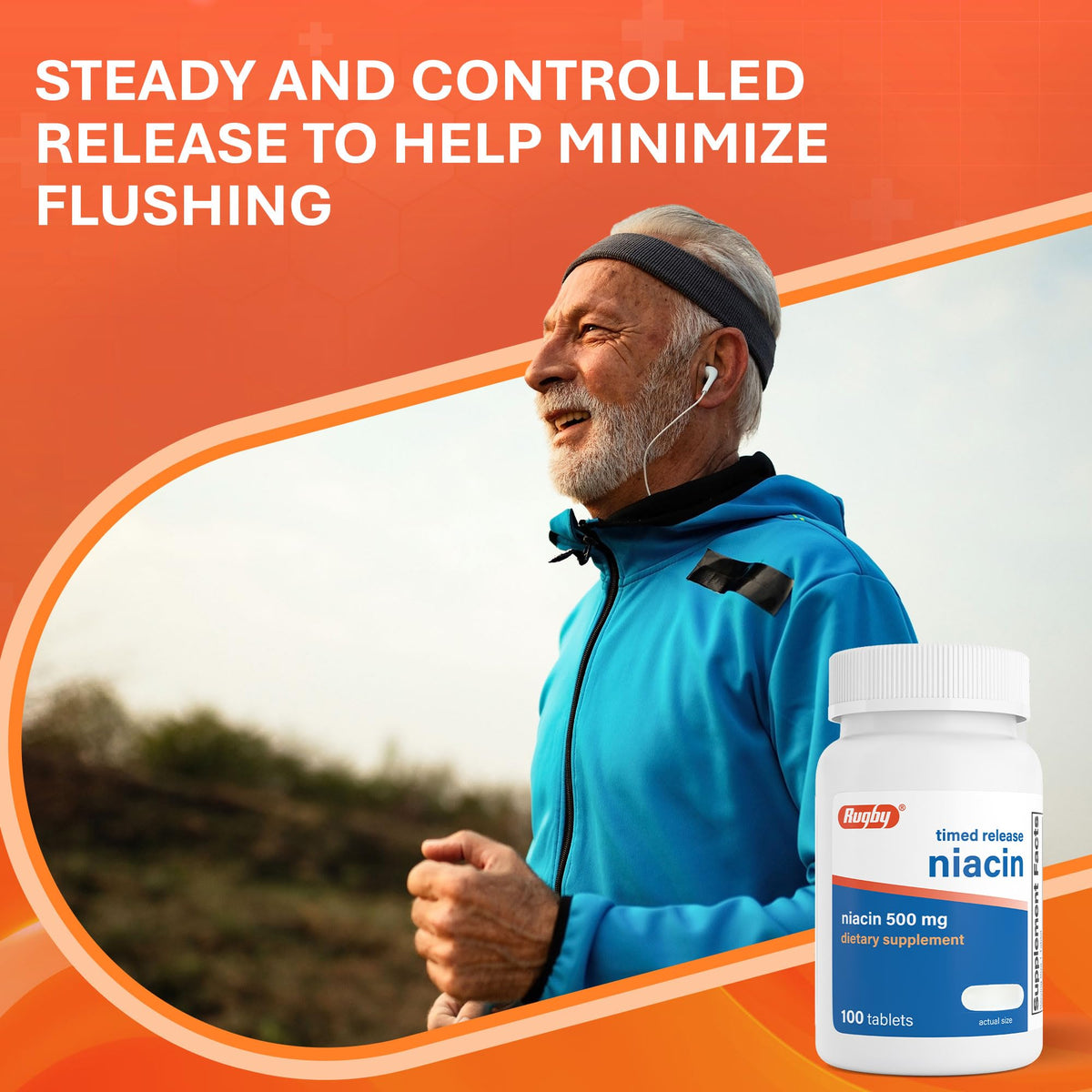 RUGBY LABORATORIES Niacine 500mg 100 Tablettes sur une table