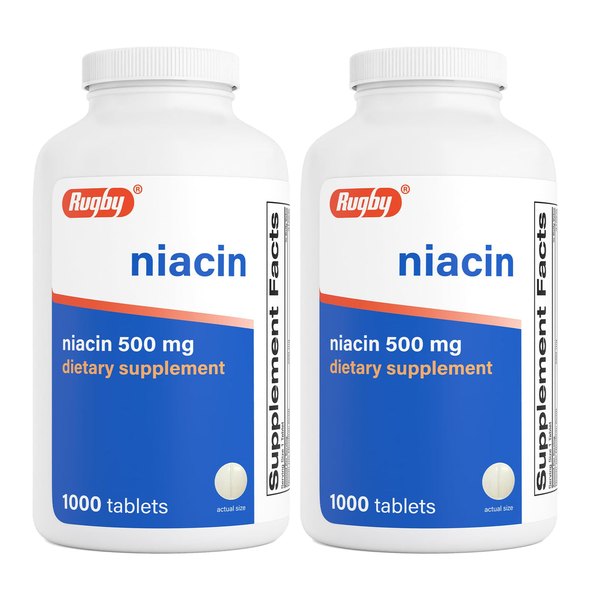 RUGBY LABORATORIES Niacine 500mg comprimés, boîte de 1000 comprimés