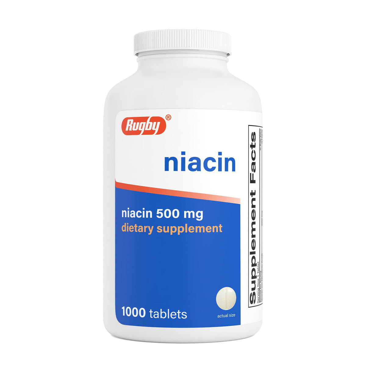 RUGBY LABORATORIES Niacine 500mg comprimés, vue avant du flacon