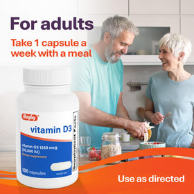 RUGBY LABORATORIES Vitamine D3 50 000 UI 100 capsules, informations nutritionnelles