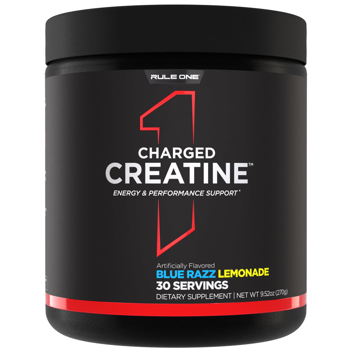 Rule 1 Proteins Charged Creatine 360g Blue Razz Lemonade front view