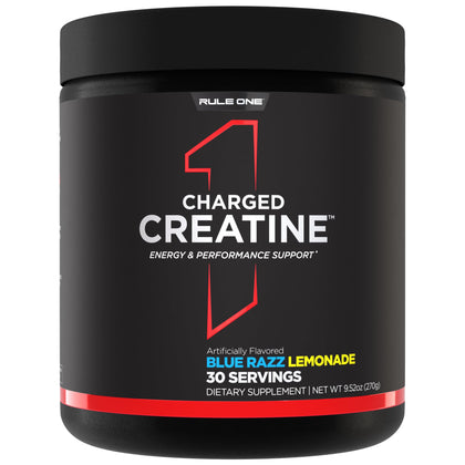 Rule 1 Proteins Charged Creatine 360g Blue Razz Lemonade front view