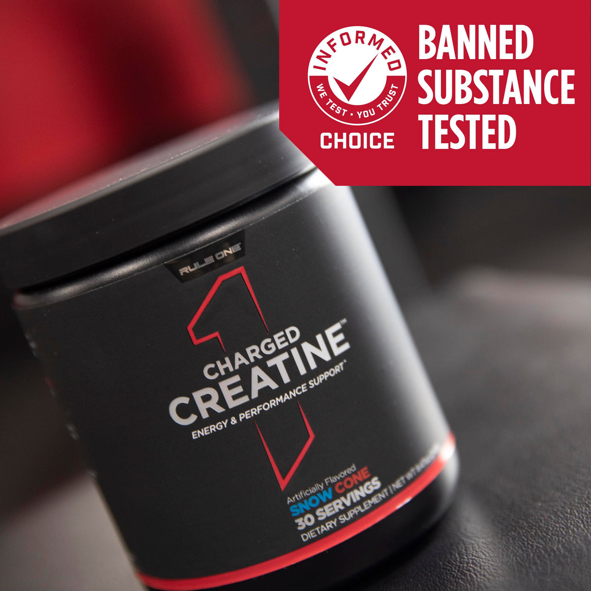 Rule 1 Proteins Charged Creatine vue de dessus avec couvercle ouvert
