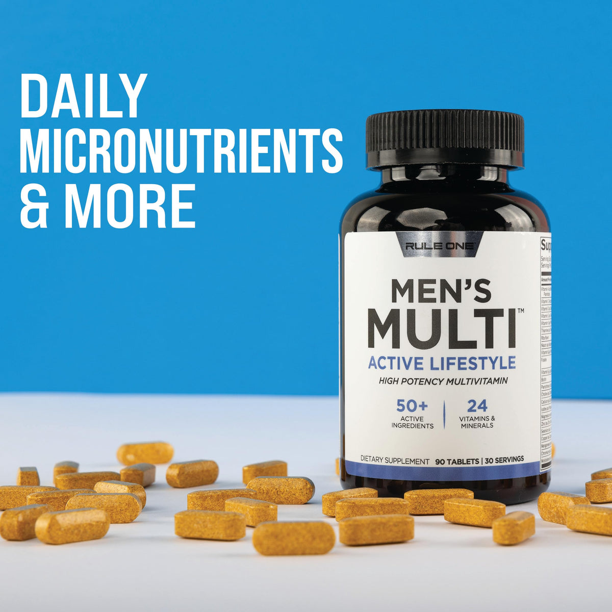 Rule 1 Proteins Complément Alimentaire Multi-Vitamines 90 Tablettes vue de côté