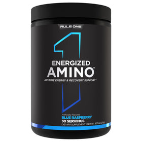 Rule 1 Proteins Energized Amino framboise bleue avant de l'ouvrir