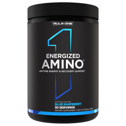 Rule 1 Proteins Energized Amino framboise bleue avant de l'ouvrir