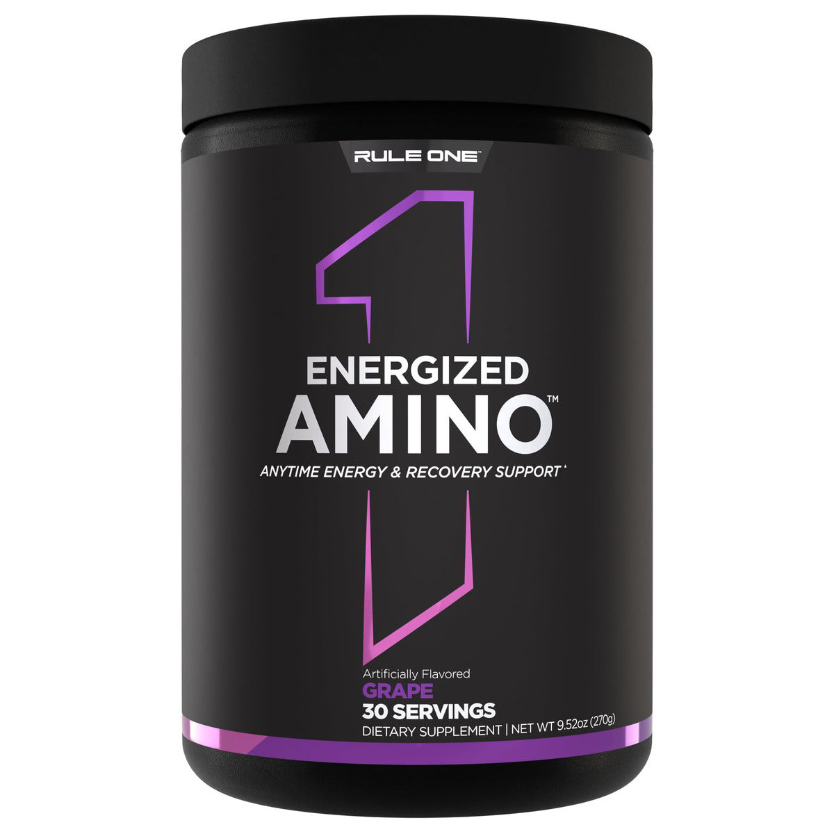 Rule 1 Proteins Energized Amino Grape 30 Servings 380g front view