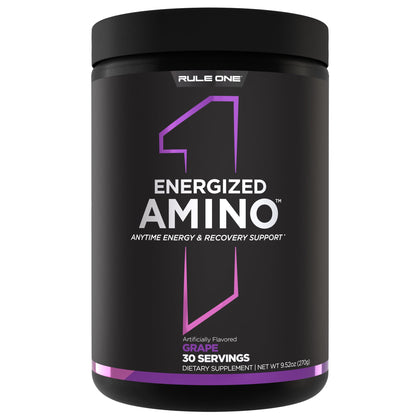 Rule 1 Proteins Energized Amino Grape 30 Servings 380g front view