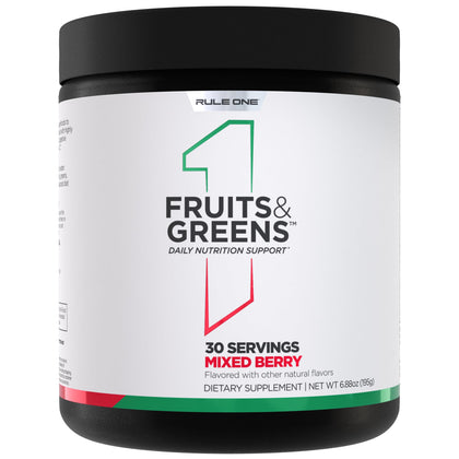 Rule 1 Proteins Fruits & Greens Poudre 280g Mélange de Baies vue de face