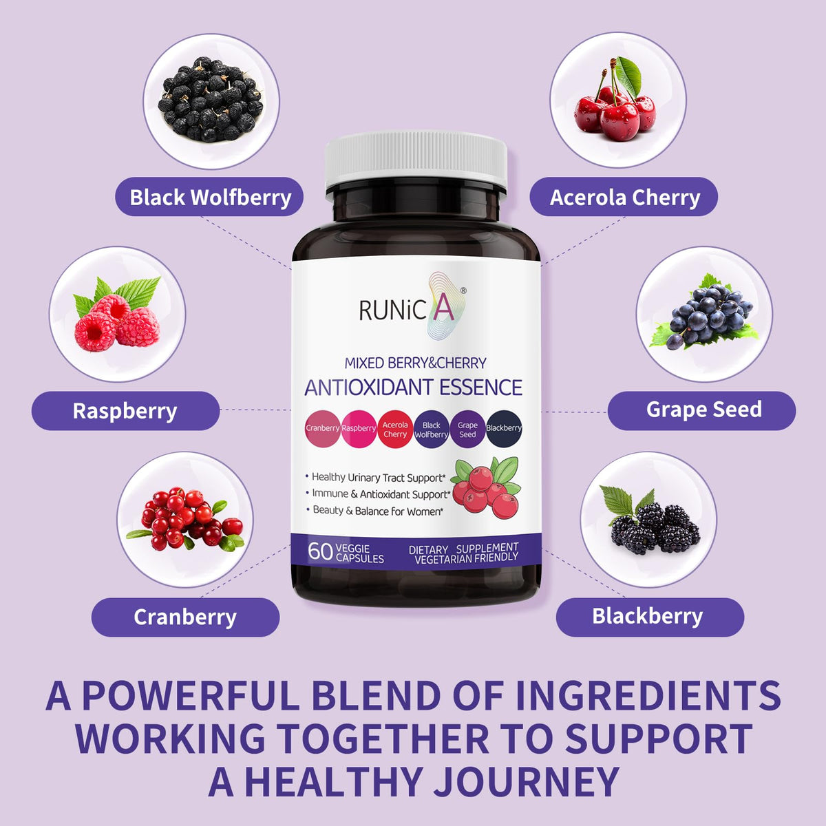 RUNICA 6X Complément Alimentaire 120 Capsules Végétales - Capsules dans un bol