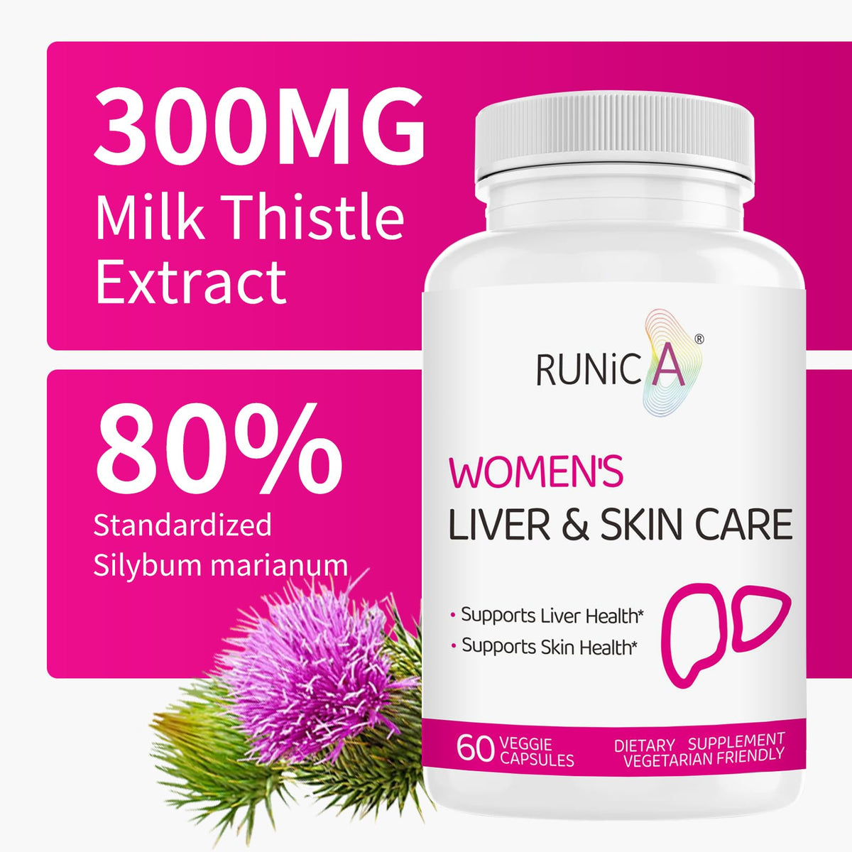 RUNICA Chardon-Marie 300mg 60 capsules avec étiquette