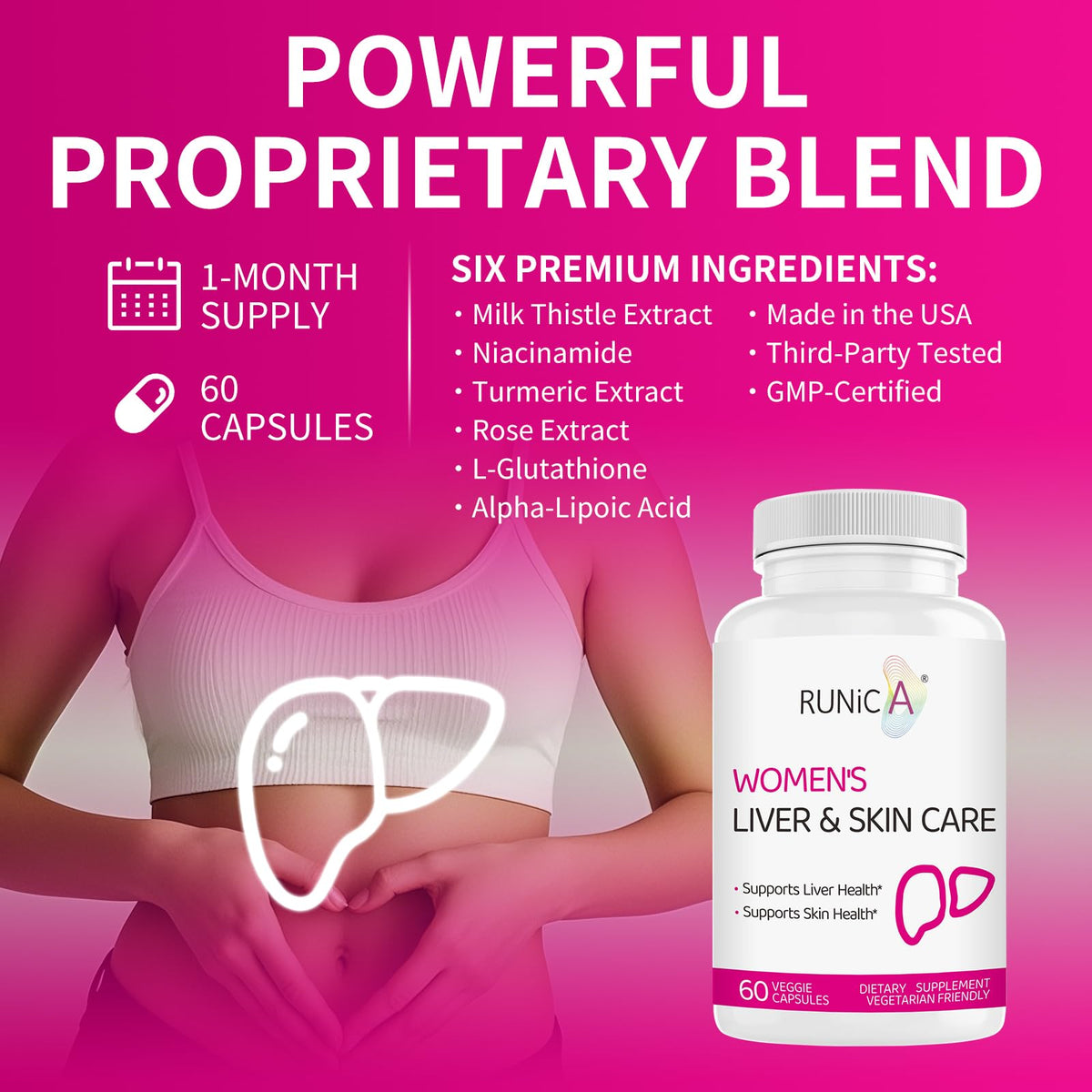 RUNICA Chardon-Marie 300mg 60 capsules sur fond blanc