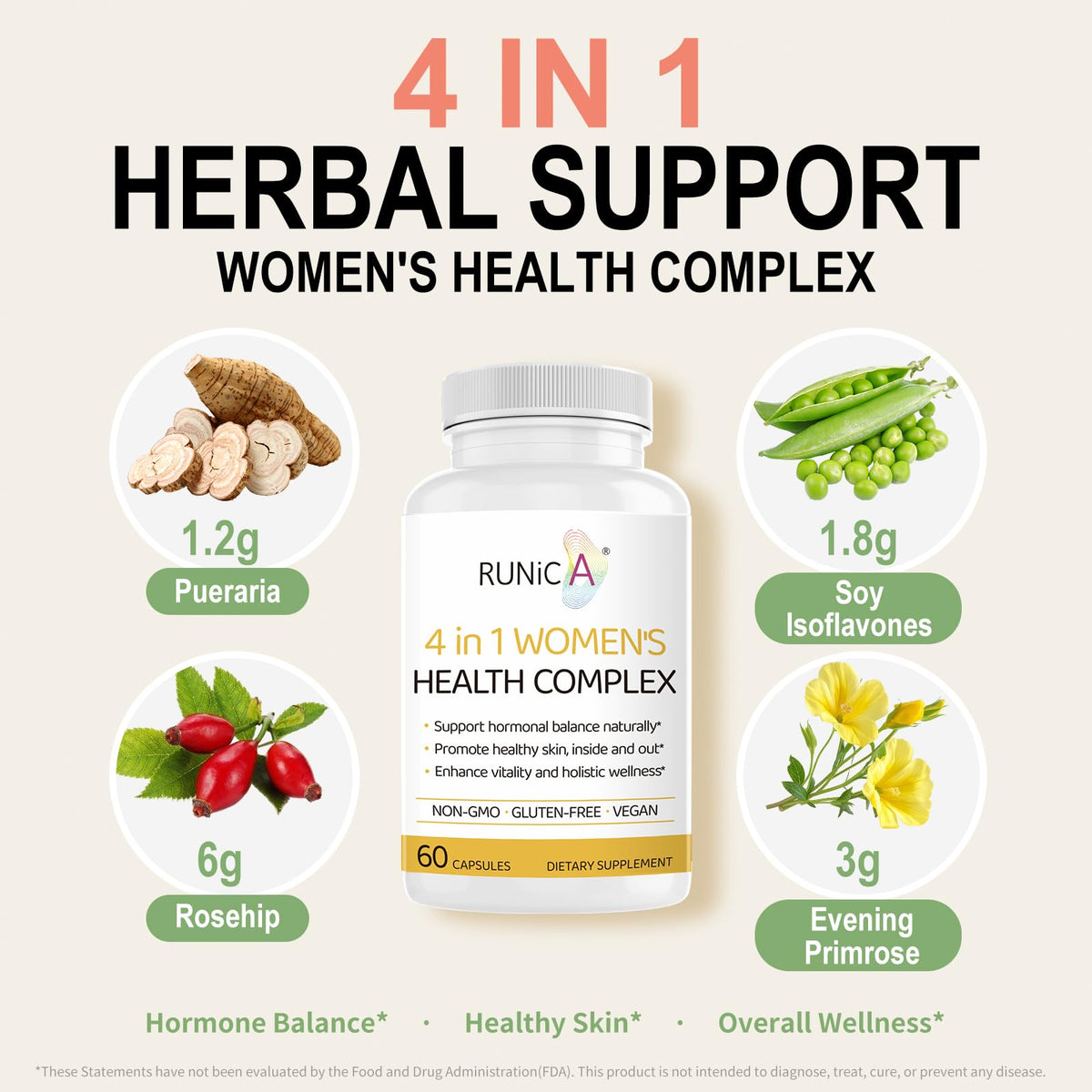 RUNICA Complément Alimentaire 4-en-1 - 120 gélules, détails des ingrédients