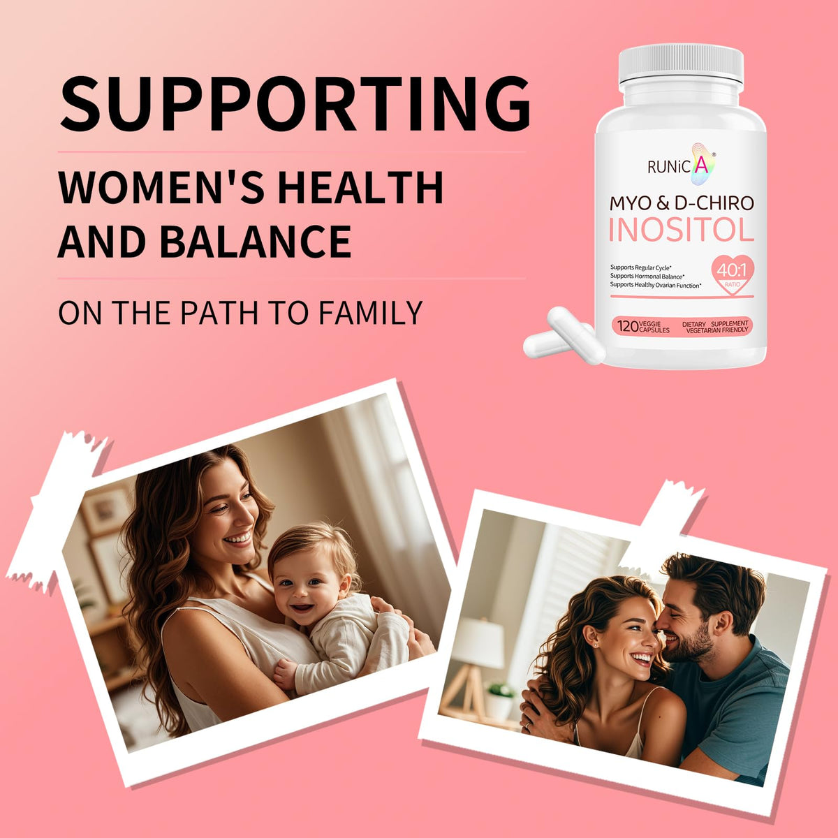 RUNICA Myo-Inositol & D-Chiro Inositol 240 capsules avec dosage