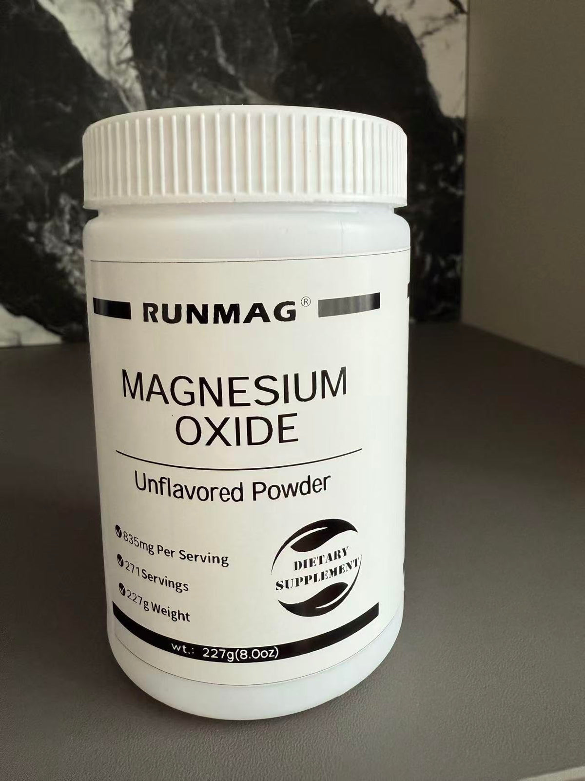 RUNMAG Poudre d'Oxyde de Magnésium Pur 227g sachet arrière