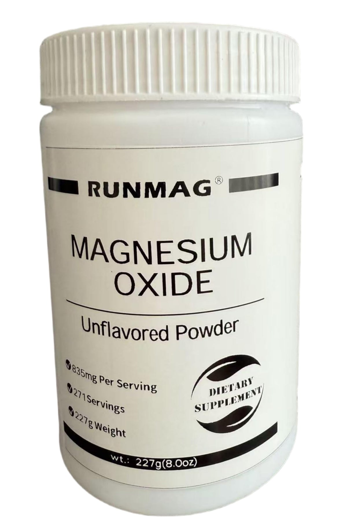 RUNMAG Poudre d'Oxyde de Magnésium Pur 227g sachet avant