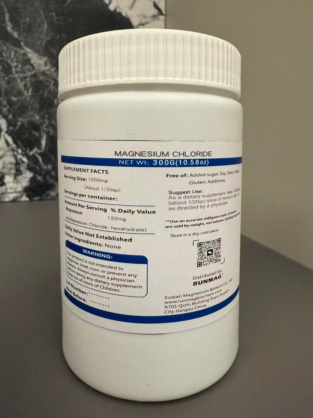 RUNMAG Poudre de Chlorure de Magnésium 300g avec cuillère