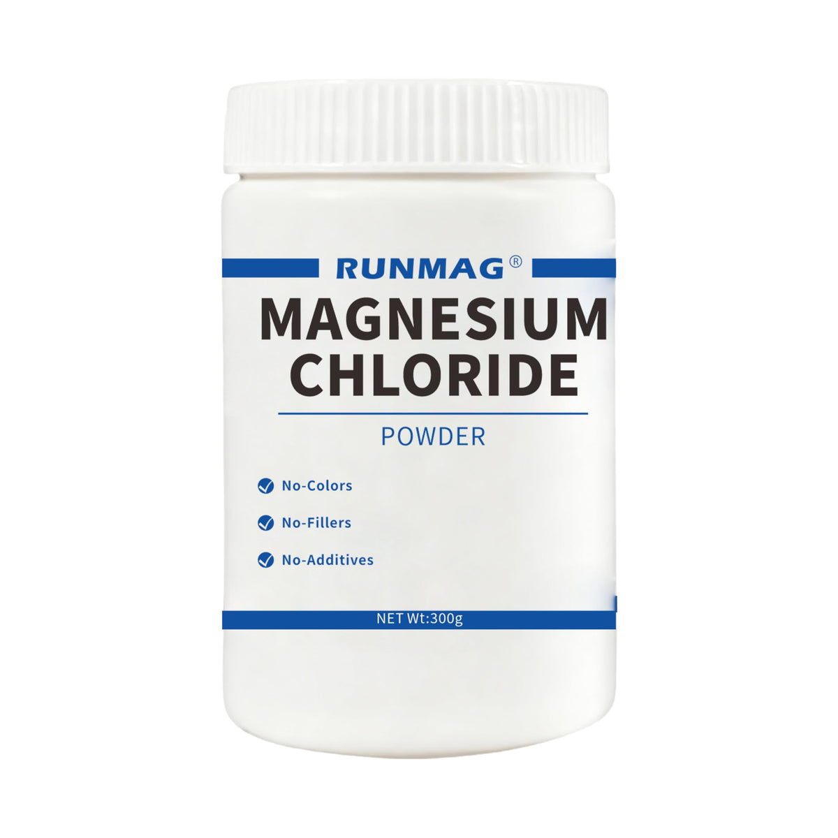RUNMAG Poudre de Chlorure de Magnésium 300g sur une table en bois