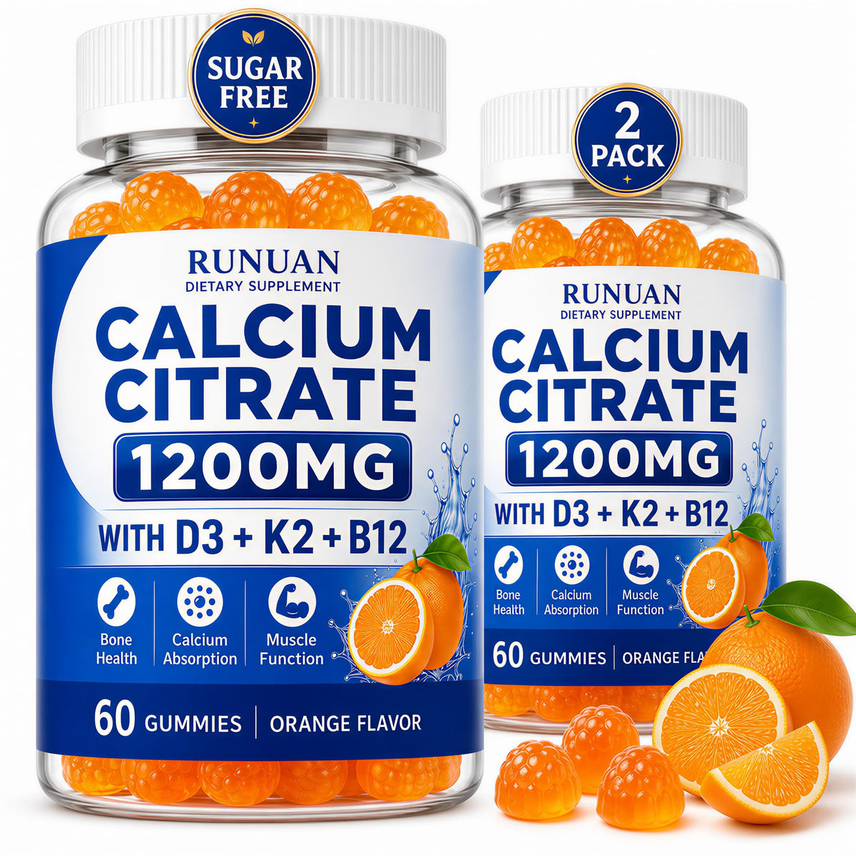 RUNUAN Gummies de Citrate de Calcium 1200mg boîte vue avant