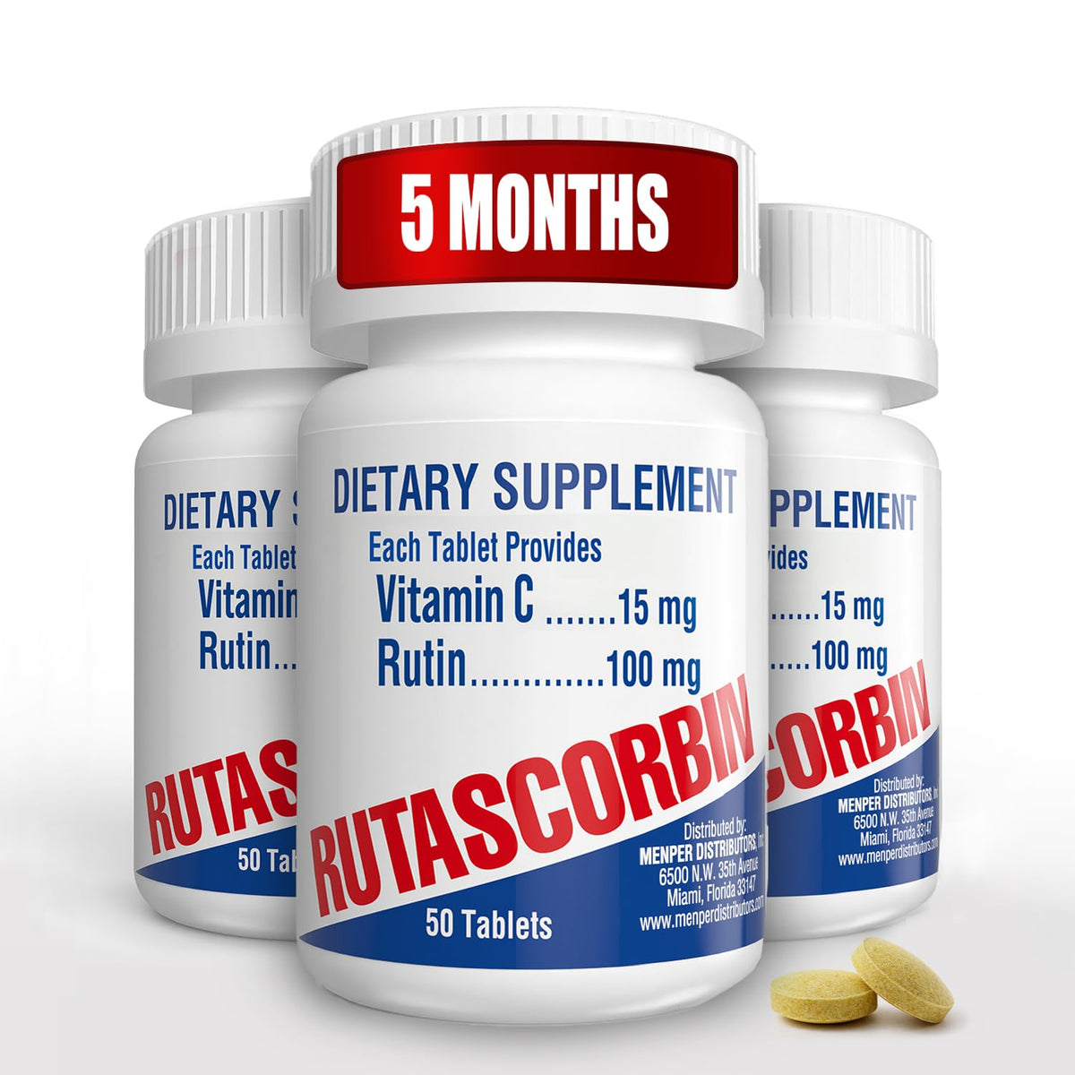 RUTASCORBIN Rutin & Vitamine C 50 comprimés, vue de face