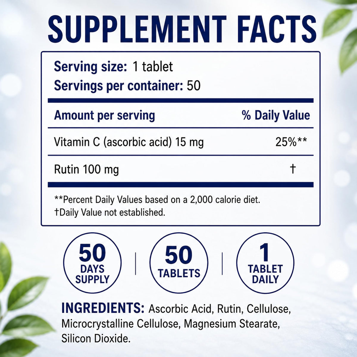 RUTASCORBIN Rutin & Vitamine C sur une table avec d'autres compléments