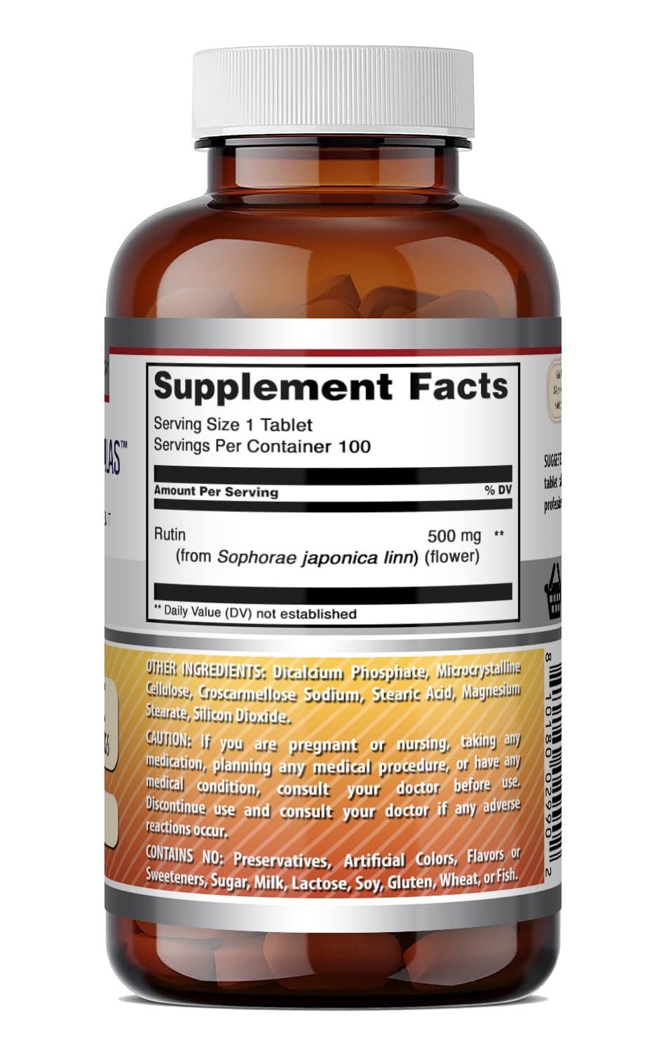 Rutin 500mg Amazing Nutrition avec étiquettes détaillées
