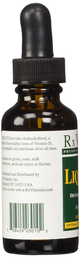 Rx Vitamins Liqui-D3 2000 IU flacon sur une table en bois