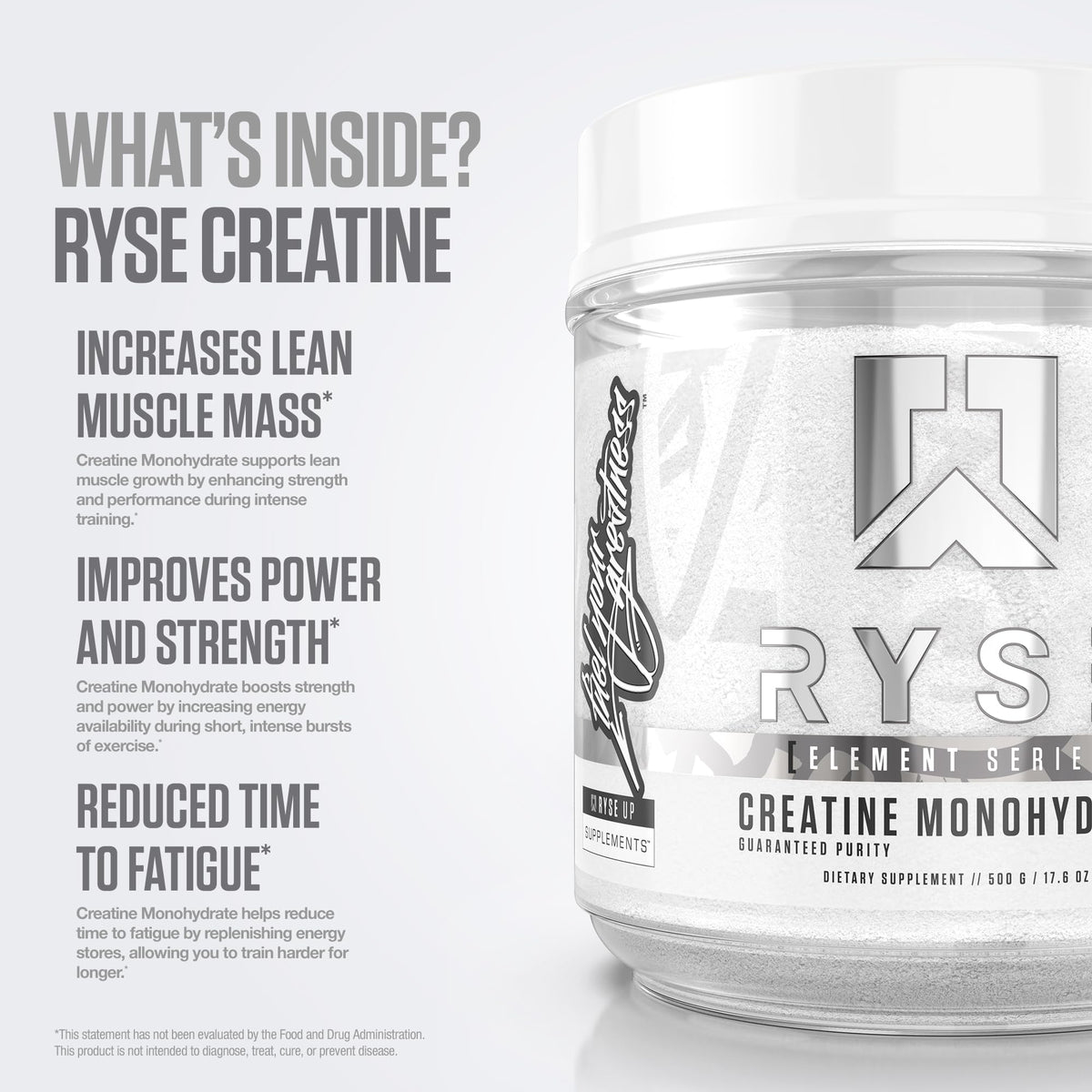 RYSE Créatine Monohydrate Poudre 649g sur une table de cuisine