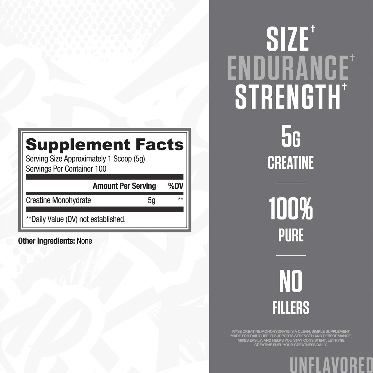 RYSE Créatine Monohydrate Poudre 649g vue de dos