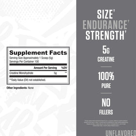 RYSE Créatine Monohydrate Poudre 649g vue de dos