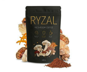 RYZAL Café aux Champignons Instantané devant un fond neutre