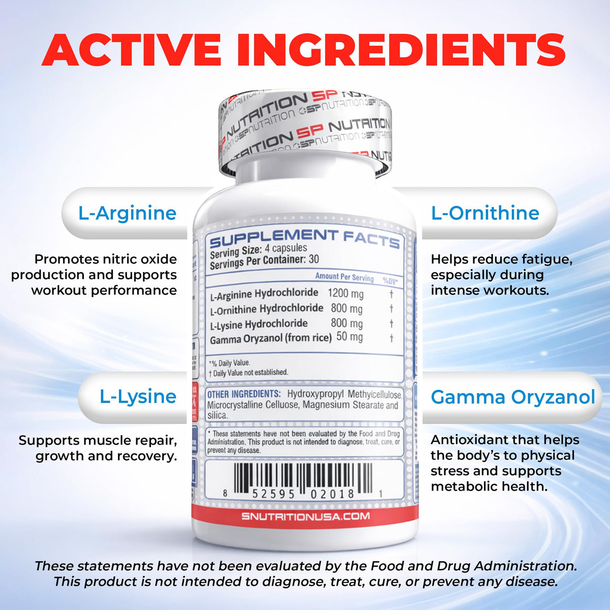 S Nutrition Tri-GH Amino Complex 120 Capsules, étiquette des ingrédients