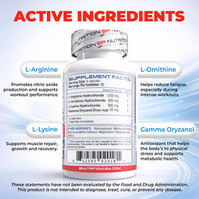 S Nutrition Tri-GH Amino Complex 120 Capsules, étiquette des ingrédients