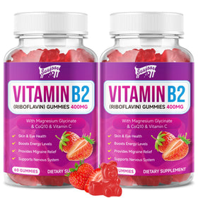 Saajoor Gummies de Vitamine B2 400 mg pot de 120 gummies fraise