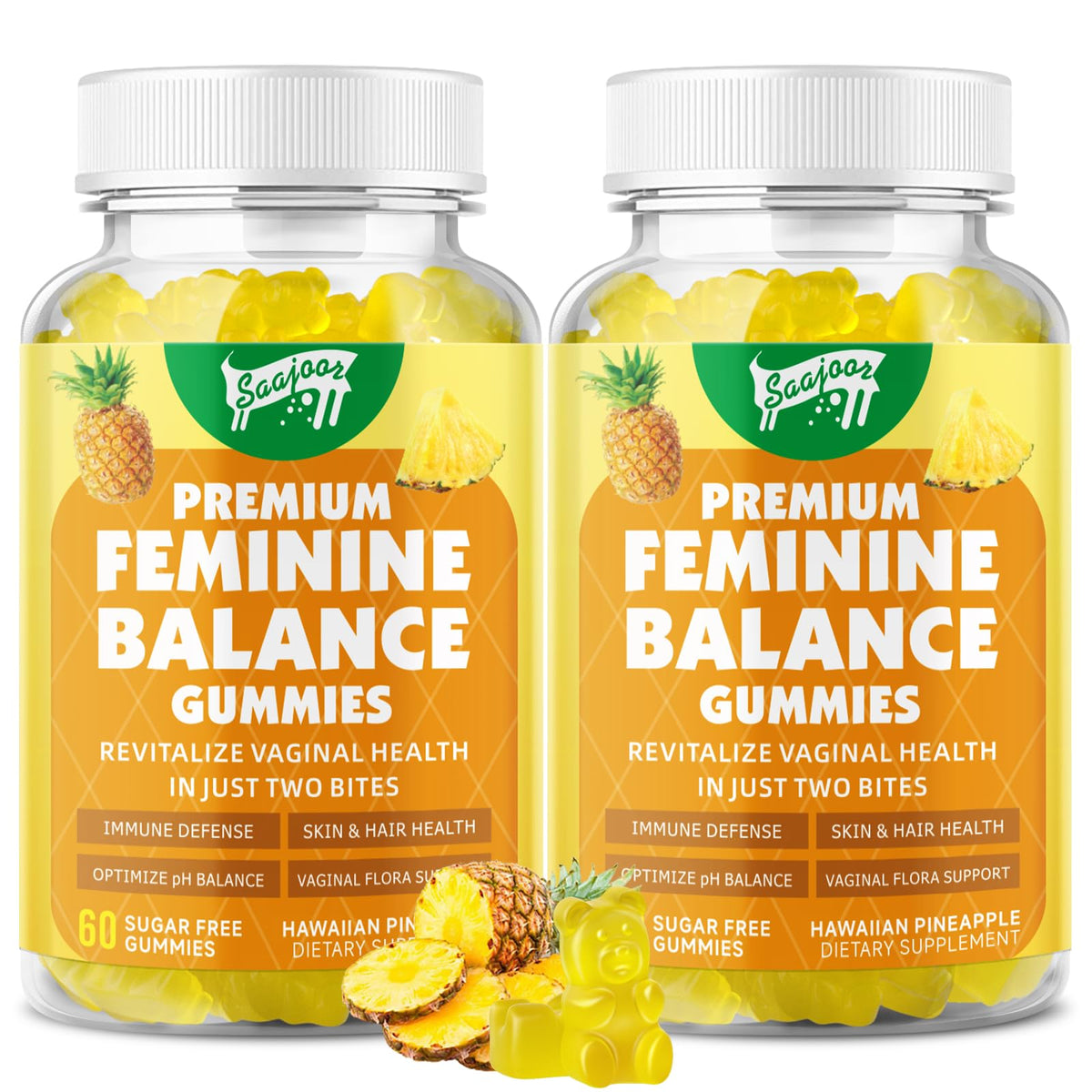Saajoor Gummies Équilibre Féminin 120 Gummies saveur ananas