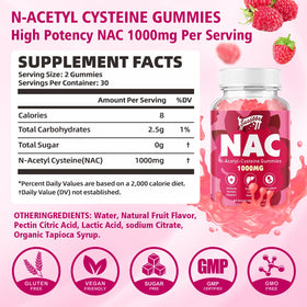 Saajoor Gummies NAC 1000mg arrière de l'emballage