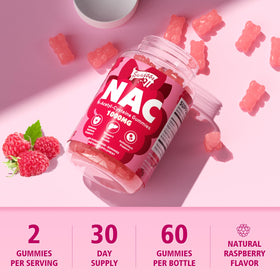 Saajoor Gummies NAC 1000mg en situation avec des fruits