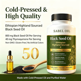 Sabel Oil Huile de Graine Noire Éthiopienne vue latérale des gélules