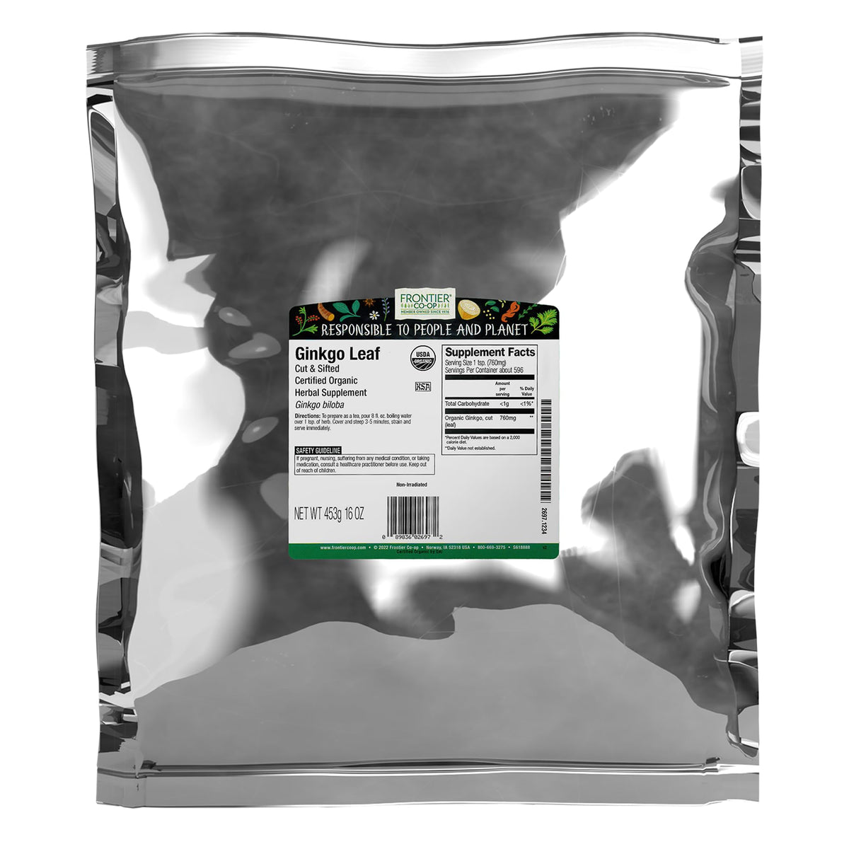 Sac de 1lb de feuille de ginkgo bio Frontier Co-op