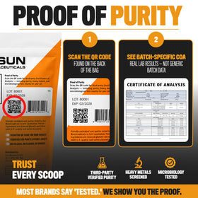 Sac de créatine monohydrate Sun Nutraceuticals avec étiquette