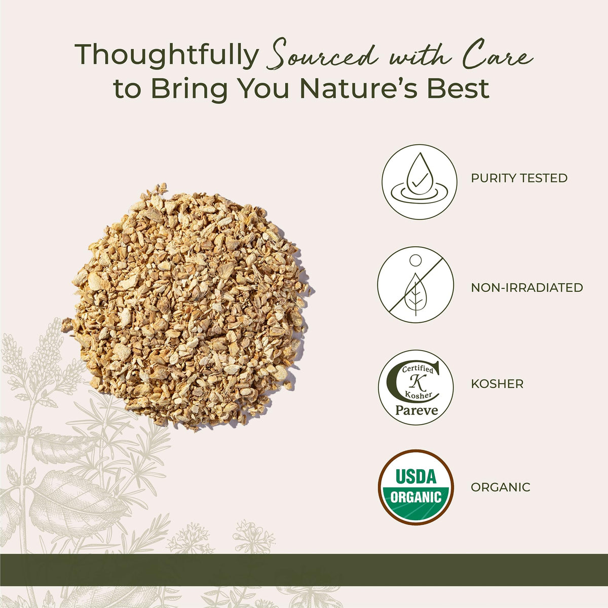 Sac de gingembre bio Starwest Botanicals sur une table en bois